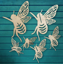 Load image into Gallery viewer, Set of 3 Unfinished Wood 3D Bees