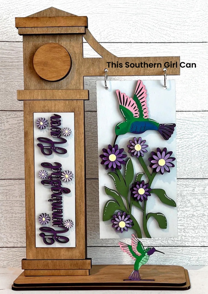 Hummingbird Unfinished Wood Interchangeable Sign Kit