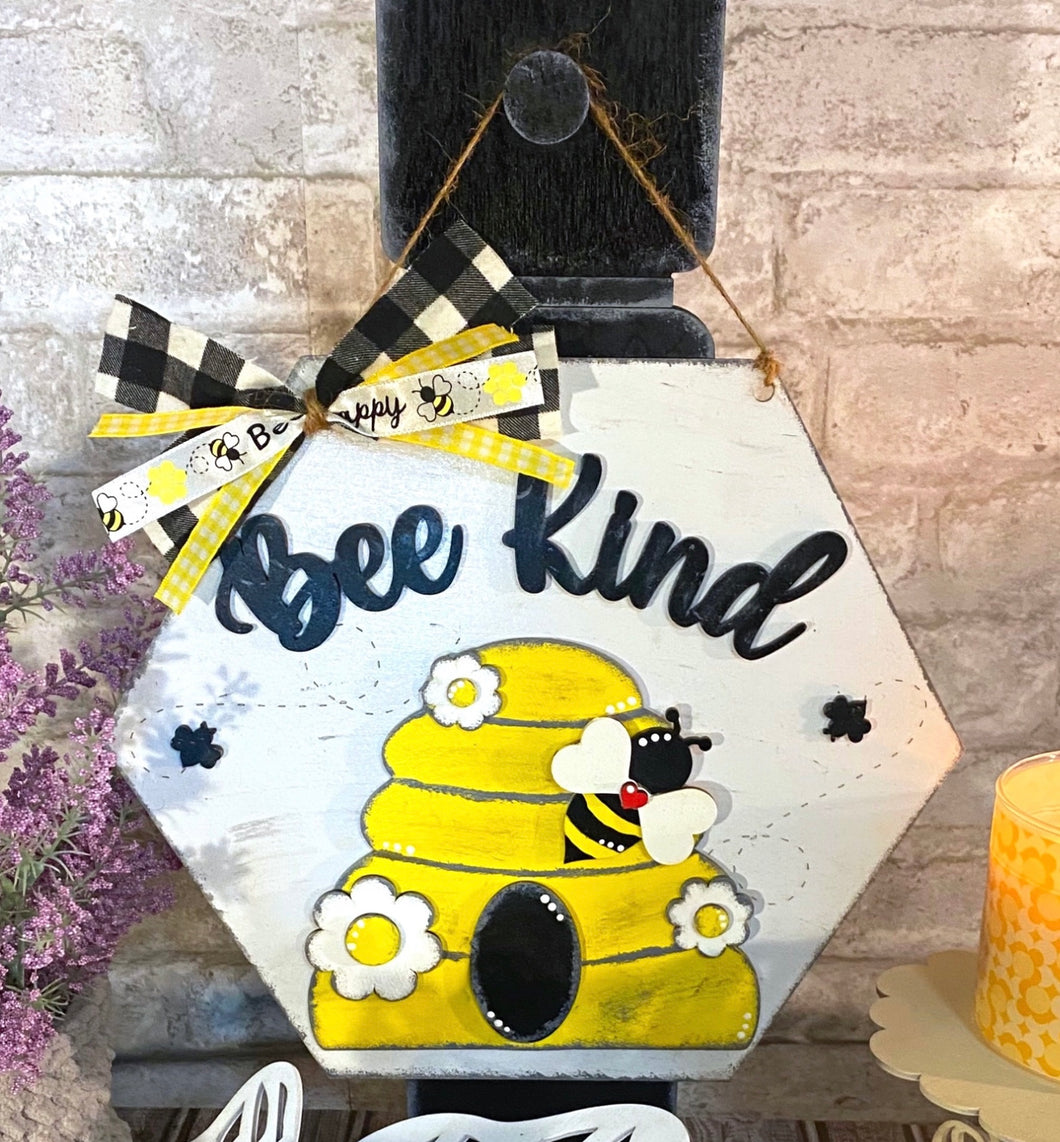 Unfinished Wood Bee Kind Door Hanger Kit