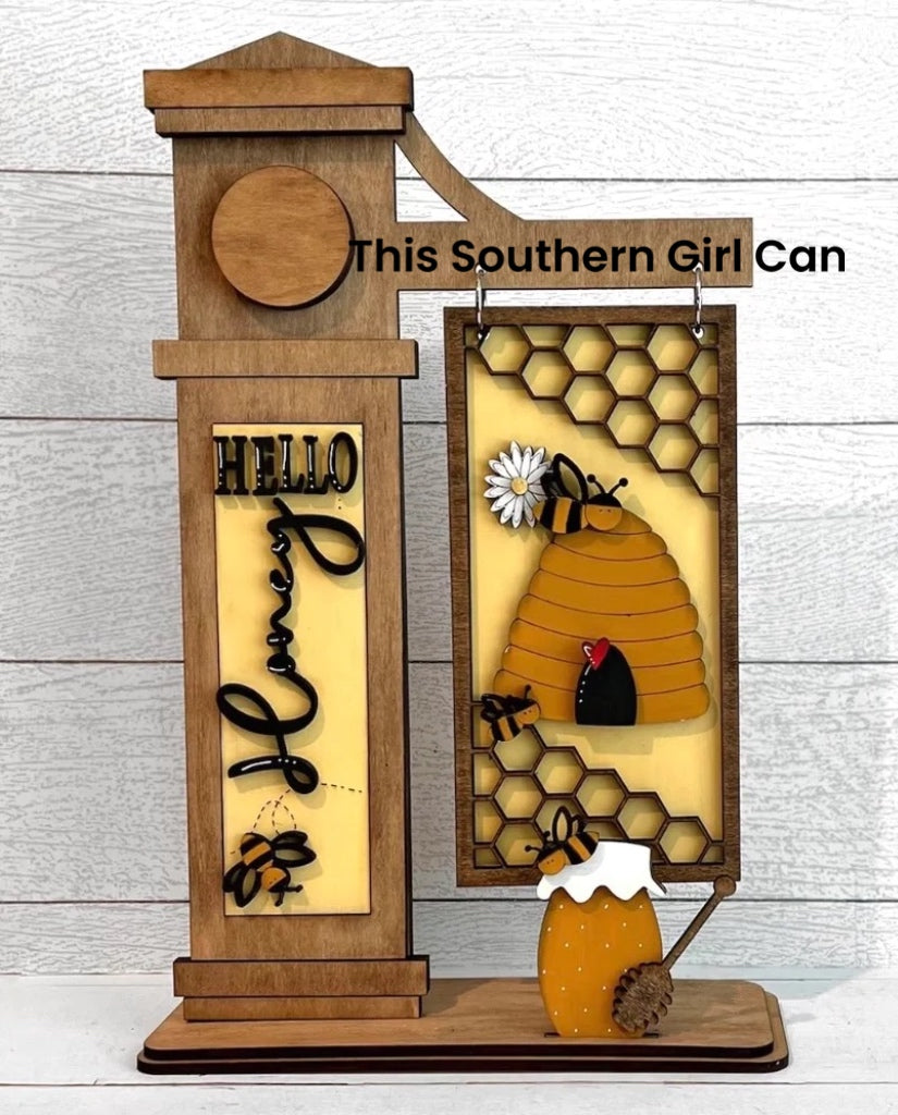 Honey Bee Unfinished Wood Interchangeable Sign Kit