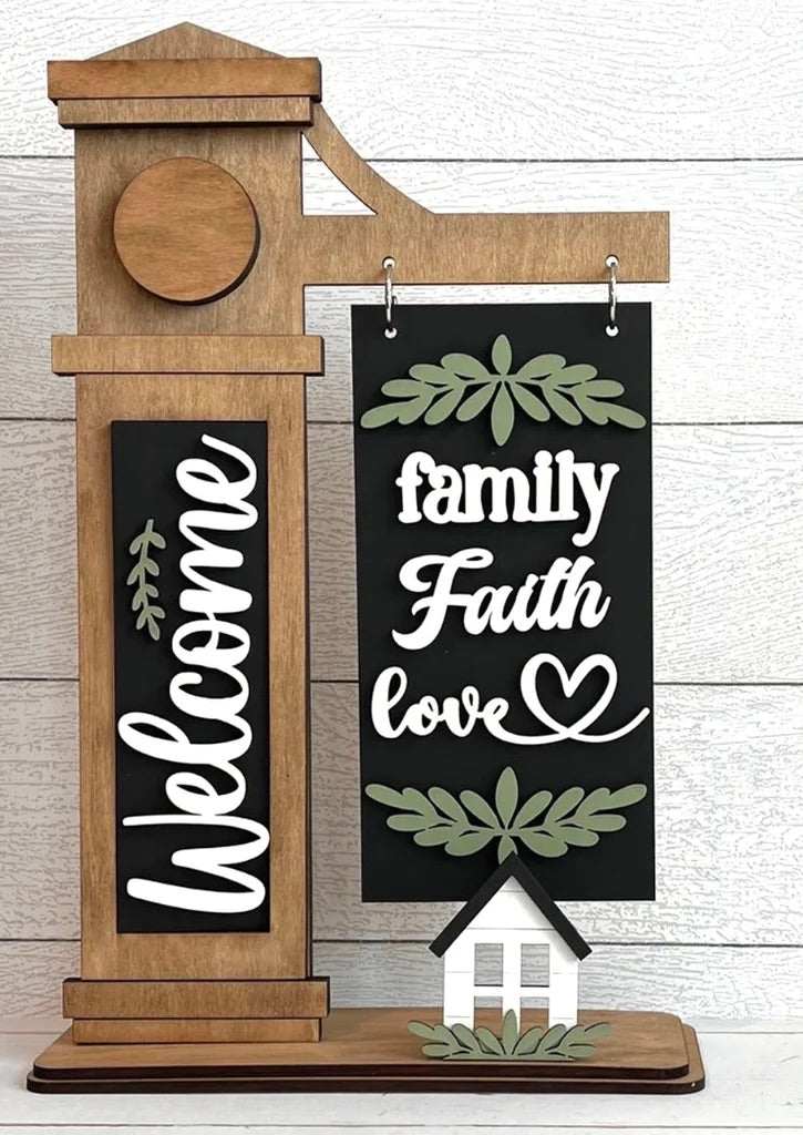 Welcome Family Unfinished Wood Interchangeable Sign Kit