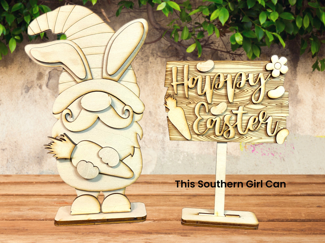 Easter Bunny Gnome Unfinished Wood DIY Kit