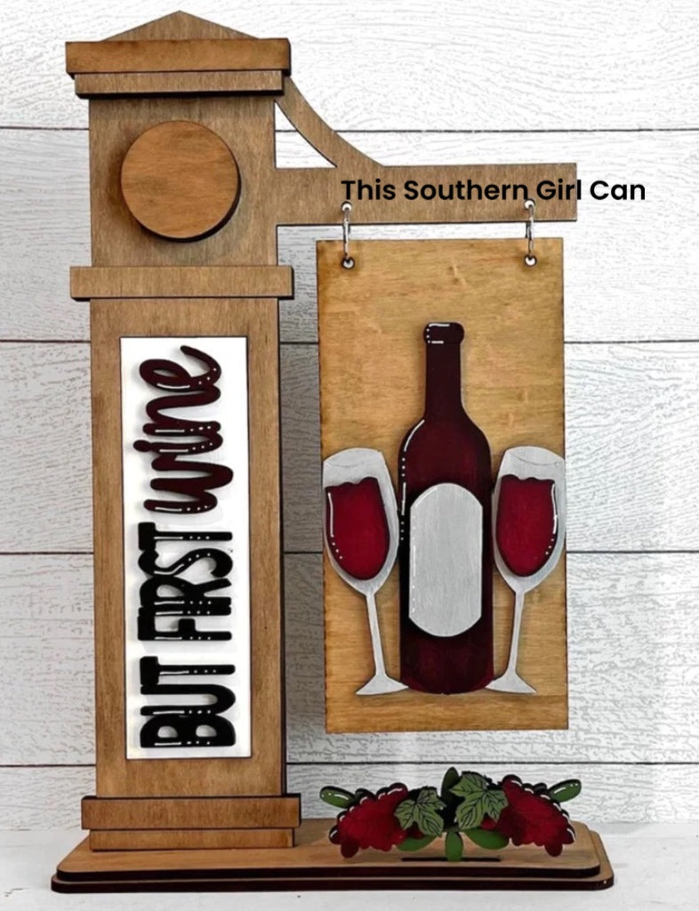 Wine Unfinished Wood Interchangeable Sign Kit
