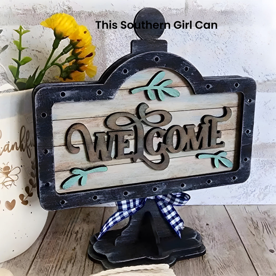 Welcome Mini Drop In Sign Unfinished Wood Kit