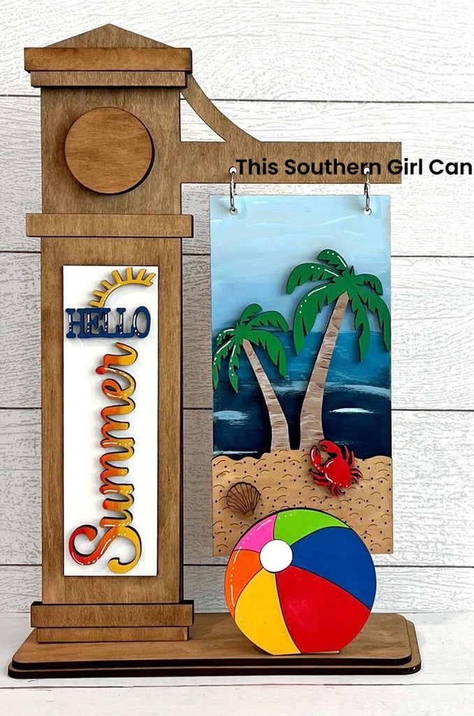 Hello Summer Unfinished Wood Interchangeable Sign Kit