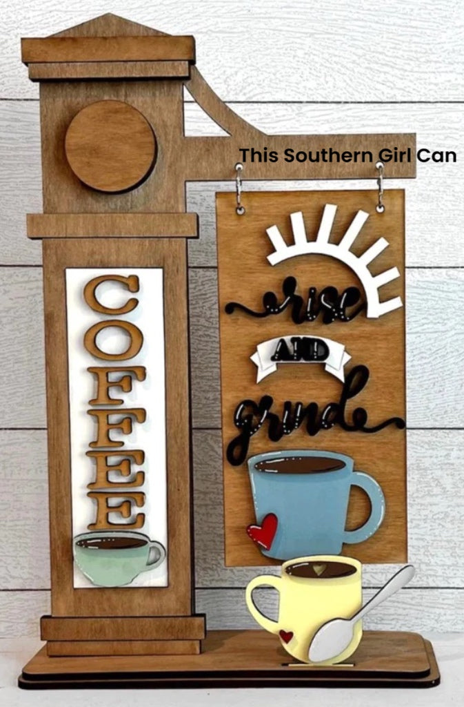 Coffee Bar Unfinished Wood Interchangeable Sign Kit